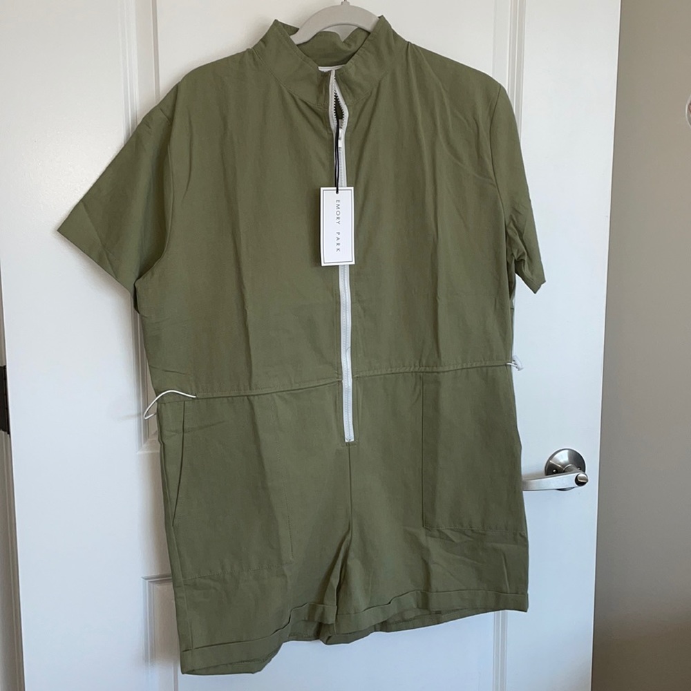 Emory park green romper - cinched waist size M